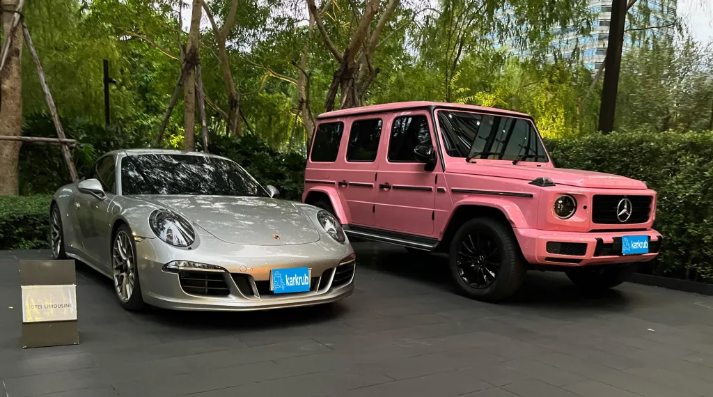 Spotted – 991 Porsche 911 in GT Silver Mercedes G63 AMG in Pink at Kimpton Maalai